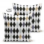 Renkli Baklava Desenli Çift Taraflı Dijital Baskılı Süet Yastık Kırlent Kılıfı Realhomes