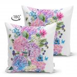 Lila Renk Salkım Zambak Desenli Çift Taraflı Dijital Baskılı Süet Yastık Kırlent Kılıfı Realhomes