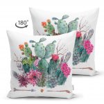 - Suet-K-2399-1 - Realhomes  Ok Motifli Çöl Bitkisi Desenli Dekoratif Çift Taraflı Süet Yastık Kırlent Kılıfı Realhomes