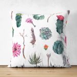 - Suet-K-2401 - Realhomes  Kuş Tüyü Motifli Çöl Bitkisi Desenli Modern Dijital Baskılı Çift Taraflı Süet Kırlent Kılıfı Realhomes