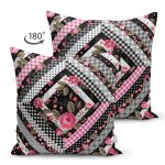 - Suet-K-2404-1 - Realhomes  Kare Puan Çizimli Dekoratif Dijital Baskılı Çift Taraflı Süet Kırlent Kılıfı Realhomes