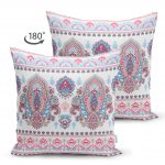 - Suet-K-2407-1 - Realhomes  Kırmızı Mavi Çini Motifli Modern Dijital Baskılı Çift Taraflı Süet Yastık Kılıfı Realhomes