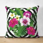 - Suet-K-2410 - Realhomes Kara Zigzag Desenli Ogea Motifli Dekoratif Çift Taraflı Süet Yastık Kırlent Kılıfı Realhomes