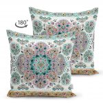 - Suet-K-2412-1 - Realhomes  Mint Yeşili Çini Motifli Dekoratif Çift Taraflı Süet Yastık Kırlent Kılıfı Realhomes