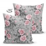 - Suet-K-2417-1 - Realhomes Füme Temalı Kavaniçe Çiçek Motifli Dijital Baskılı Çift Taraflı Süet Yastık Kırlent Kılıfı Realhomes