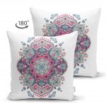 - Suet-K-2418-1 - Realhomes  Köşegen Çini Desenli Dekoratif Çift Taraflı Süet Yastık Kırlent Kılıfı Realhomes