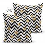 - Suet-K-2428-1 - Realhomes  Kar Tanesi Motifli Zigzag Temalı Dijital Baskılı Çift Taraflı Süet Yastık Kırlent Kılıfı Realhomes