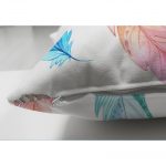 Renkli Kuş Tüyleri Çizimli Dijital Baskılı Çift Taraflı Süet Yastık Kırlent Kılıfı Realhomes