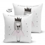 - Suet-K-2434-1 - Realhomes  Je Noudrais Etre Une Princesse Dijital Baskılı Dekoratif Çift Taraflı Süet Yastık Kırlent Kılıfı Realhomes