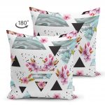 - Suet-K-2439-1 - Realhomes  Düzensiz Geometrik Şekiller Dijital Baskılı Çift Taraflı Süet Yastık Kılıfı Realhomes
