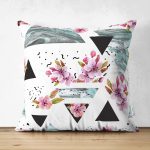 - Suet-K-2439 - Realhomes  Düzensiz Geometrik Şekiller Dijital Baskılı Çift Taraflı Süet Yastık Kılıfı Realhomes