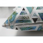 - Suet-K-2441-2 - Realhomes  Mavi Geometrik Palmiye Desenleri Dekoratif Çift Taraflı Süet Yastık Kılıfı Realhomes