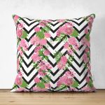- Suet-K-2442 - Realhomes  Zigzag Zebra Desenli Ogea Desenli Dekoratif Çift Taraflı Süet Yastık Kılıfı Realhomes