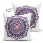 - Suet-K-2448-1 - Realhomes  Daire Çini Desenli Dijital Baskılı Çift Taraflı Süet Yastık Kırlent Kılıfı Realhomes