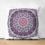 - Suet-K-2448 - Realhomes  Daire Çini Desenli Dijital Baskılı Çift Taraflı Süet Yastık Kırlent Kılıfı Realhomes