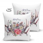 - Suet-K-2449-1 - Realhomes  Stay True Motifli Kavaniçe Desenli Dijital Baskılı Çift Taraflı Süet Yastık Kırlent Kılıfı Realhomes