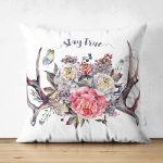 - Suet-K-2449 - Realhomes  Stay True Motifli Kavaniçe Desenli Dijital Baskılı Çift Taraflı Süet Yastık Kırlent Kılıfı Realhomes