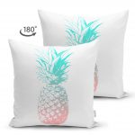 - Suet-K-2451-1 - Realhomes  Mavi Ananas Dijital Baskılı Dekoratif Çift Taraflı Süet Yastık Kırlent Kılıfı Realhomes