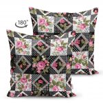 - Suet-K-2454-1 - Realhomes  Kavaniçe Kare Desenli Dekoratif Çift Taraflı Süet Yastık Kırlent Kılıfı Realhomes