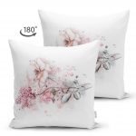 Ogea Çiçek Temalı Yaprak Çizimi Çift Taraflı Süet Kırlent Kılıfı Realhomes