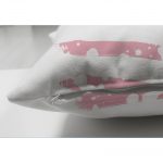 - Suet-K-2464-2 - Realhomes  Pudra Çizgi Desenli Flamingo Dijital Baskılı Dekoratif Çift Taraflı Süet Yastık Kırlent Kılıfı Realhomes