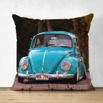 Vosvos Resimli Dijital Baskılı Çift Taraflı Süet Yastık Kırlent Kılıfı Realhomes