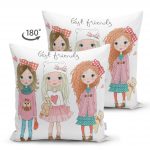 - Suet-K-2476-1 - Realhomes Best Friends Motifli Dekoratif Çift Taraflı Süet Yastık Kırlent Kılıfı Realhomes