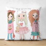 - Suet-K-2476 - Realhomes Best Friends Motifli Dekoratif Çift Taraflı Süet Yastık Kırlent Kılıfı Realhomes