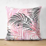 - Suet-K-2479 - Realhomes  Palmiye Esintisi Temalı Dijital Baskılı Çift Taraflı Süet Yastık Kırlent Kılıfı Realhomes