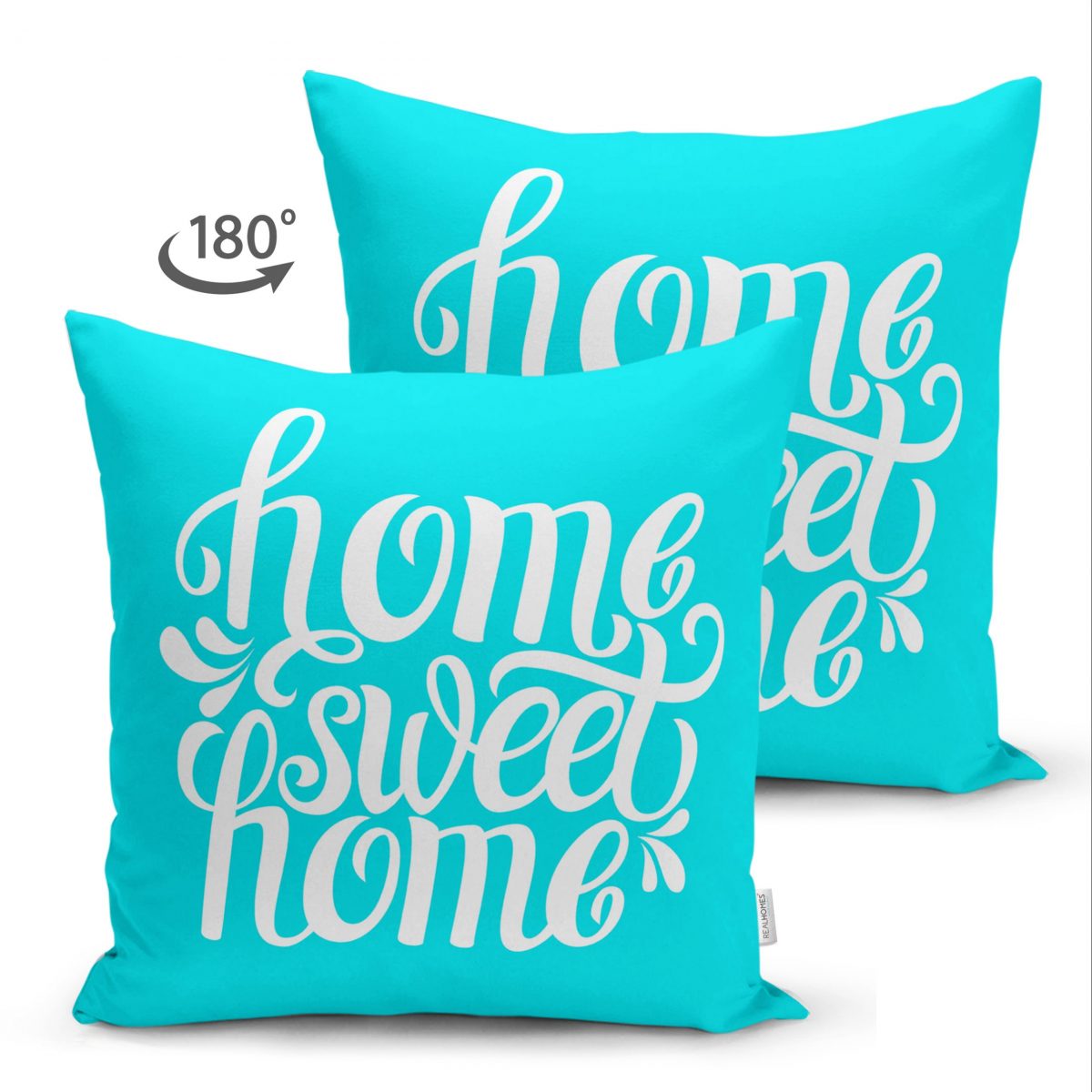 Home Sweet Home Dijital Baskılı Dekoratif Çift Taraflı Süet Yastık Kırlent Kılıfı Realhomes
