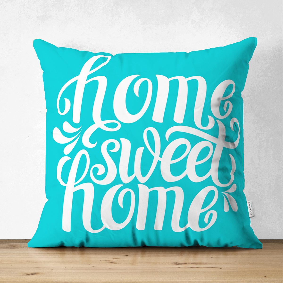 Home Sweet Home Dijital Baskılı Dekoratif Çift Taraflı Süet Yastık Kırlent Kılıfı Realhomes