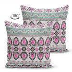 - Suet-K-2482-1 - Realhomes  Simetrik Çini Motifli Dekoratif Çift Taraflı Süet Yastık Kırlent Kılıfı Realhomes