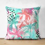 - Suet-K-2484 - Realhomes  Ogea Desenli Renkli Modern Çift Taraflı Süet Yastık Kırlent Kılıfı Realhomes