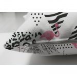 - Suet-K-2487-2 - Realhomes  Puanlı Temalı Flamingo Desenli Dijital Baskılı Çift Taraflı Süet Yastık Kırlent Kılıfı Realhomes