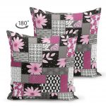 - Suet-K-2490-1 - Realhomes  Mozaik Desenli Geometrik Şekiller Dekoratif Çift Taraflı Süet Yastık Kırlent Kılıfı Realhomes