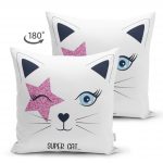 - Suet-K-2491-1 - Realhomes Süper Cat Motifli Modern Dijital Baskılı Çift Taraflı Süet Yastık Kılıfı Realhomes