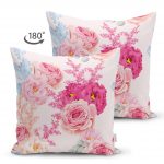 - Suet-K-2492-1 - Realhomes Pudra Çiçekler Temalı Dijital Baskılı Çift Taraflı Süet Yastık Kırlent Kılıfı Realhomes