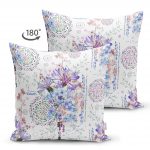 - Suet-K-2495-1 - Realhomes  Mavi-Mor Renk İşleyen Çarklar Motifli Dekoratif Çift Taraflı Süet Yastık Kırlent Kılıfı Realhomes
