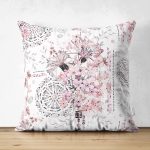 - Suet-K-2496 - Realhomes  Pudra Renk İşleyen Çarklar Motifli Dekoratif Çift Taraflı Süet Yastık Kırlent Kılıfı Realhomes