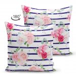 - Suet-K-2498-1 - Realhomes  Mavi Çizgiler Desenli Dijital Baskılı Çift Taraflı Süet Yastık Kırlent Kılıfı Realhomes