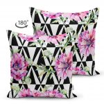 Geometrik Elmas Çizimli Dijital Baskılı Çift Taraflı Süet Yastık Kırlent Kılıfı Realhomes