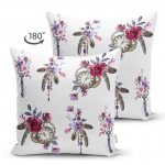 - Suet-K-2503-1 - Realhomes Cep Saati Çizimli Anahtar Motifli Dijital Baskılı Çift Taraflı Süet Yastık Kırlent Kılıfı Realhomes