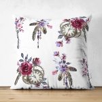 - Suet-K-2503 - Realhomes Cep Saati Çizimli Anahtar Motifli Dijital Baskılı Çift Taraflı Süet Yastık Kırlent Kılıfı Realhomes