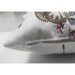 - Suet-K-2503-2 - Realhomes Cep Saati Çizimli Anahtar Motifli Dijital Baskılı Çift Taraflı Süet Yastık Kırlent Kılıfı Realhomes