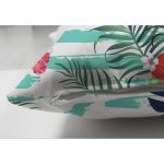 Turkuaz Çiçek Şöleni Modern Dijital Baskılı Çift Taraflı Süet Kırlent Kılıfı Realhomes