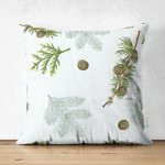 - Suet-K-2507 - Realhomes  Çam Dalı Motifli Dijital Baskılı Çift Taraflı Süet Yastık Kırlent Kılıfı Realhomes