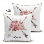 Çapraz Ok Motifli Dijital Baskılı Çift Taraflı Süet Yastık Kırlent Kılıfı Realhomes