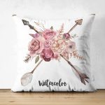 Çapraz Ok Motifli Dijital Baskılı Çift Taraflı Süet Yastık Kırlent Kılıfı Realhomes