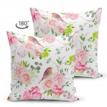 - Suet-K-2512-1 - Realhomes Renkli Kuş Motifli Dijital Baskılı Çift Taraflı Süet Yastık Kırlent Kılıfı Realhomes