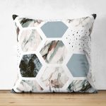 - Suet-K-2513 - Realhomes Hava Durumu Temalı Bal Peteği Motifli Dijital Baskılı Çift Taraflı Süet Yastık Kırlent Kılıfı Realhomes